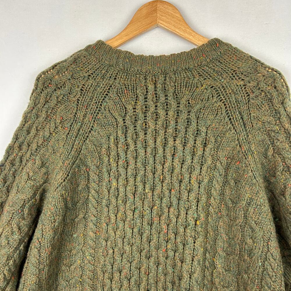 Lands' End Vintage Wool Fisherman Sweater Green Made in England Men's Size XL - Picture 6 of 7